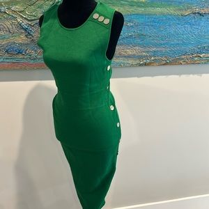 Long green sweater dress with buttons